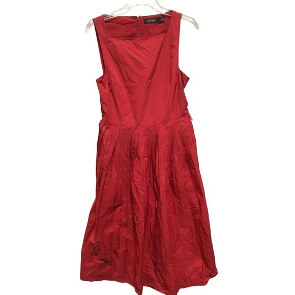 Ralph Lauren Size 4 Red Belted Taffeta Cocktail Dress Missing Belt - Picture 4 of 8